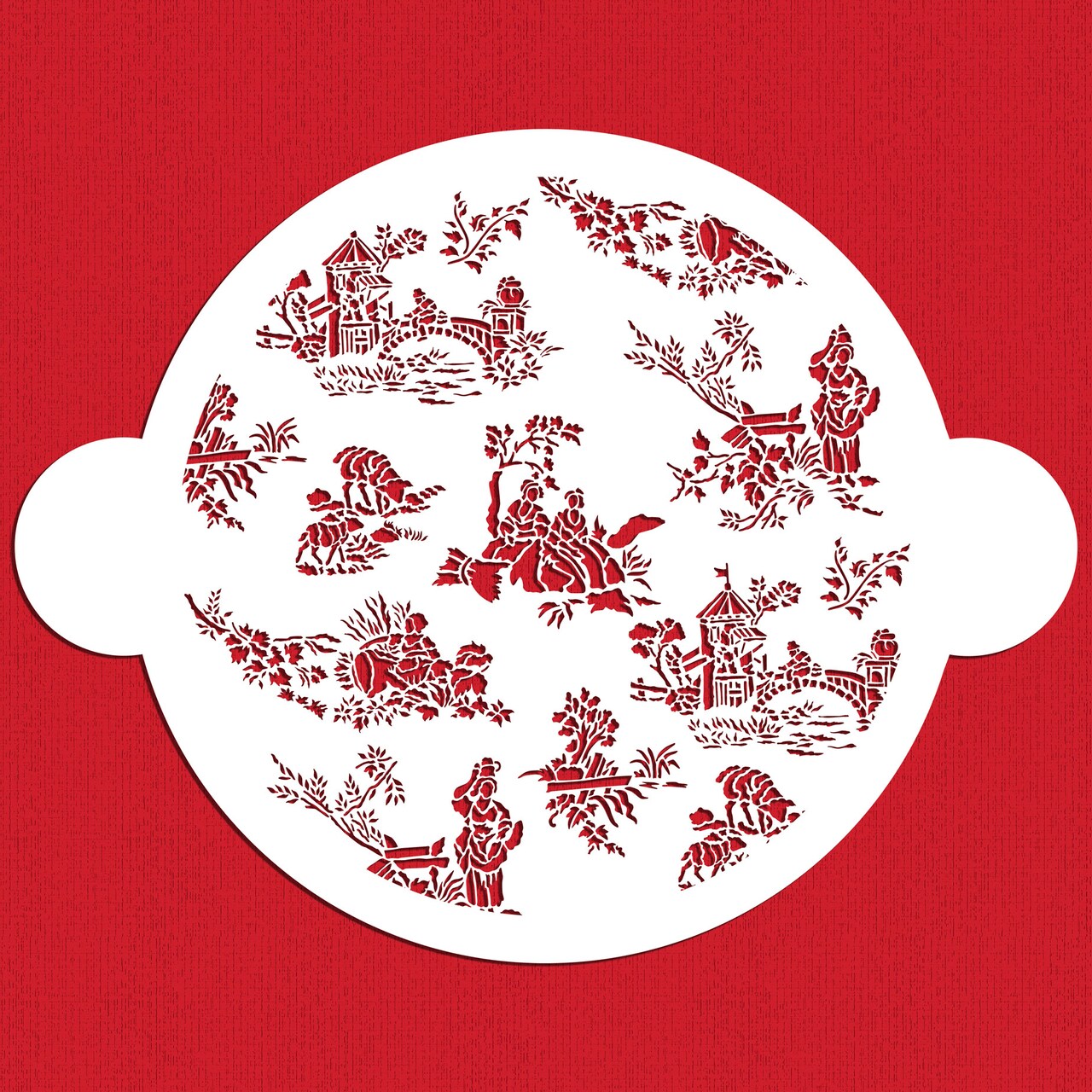 Large French Toile Cake Stencil | C159 by Designer Stencils | Cake Decorating Tools | Baking Stencils for Royal Icing, Airbrush, Dusting Powder | Reusable Plastic Food Grade Stencil for Cakes | Easy to Use & Clean Cake Stencil